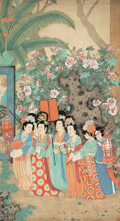 王志-宫苑游乐图-（局部）180cm&times;96cm-2011年