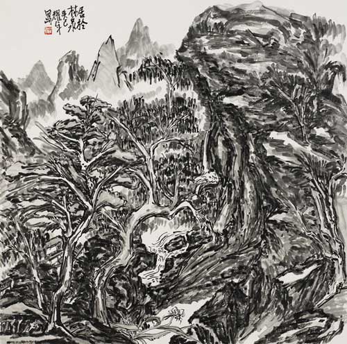 王耀年-居于林泉-70&times;70cm-纸本水墨-2013年